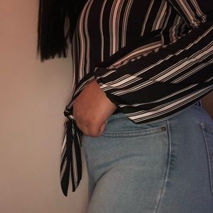 Forever 21 black & white stripper blouse